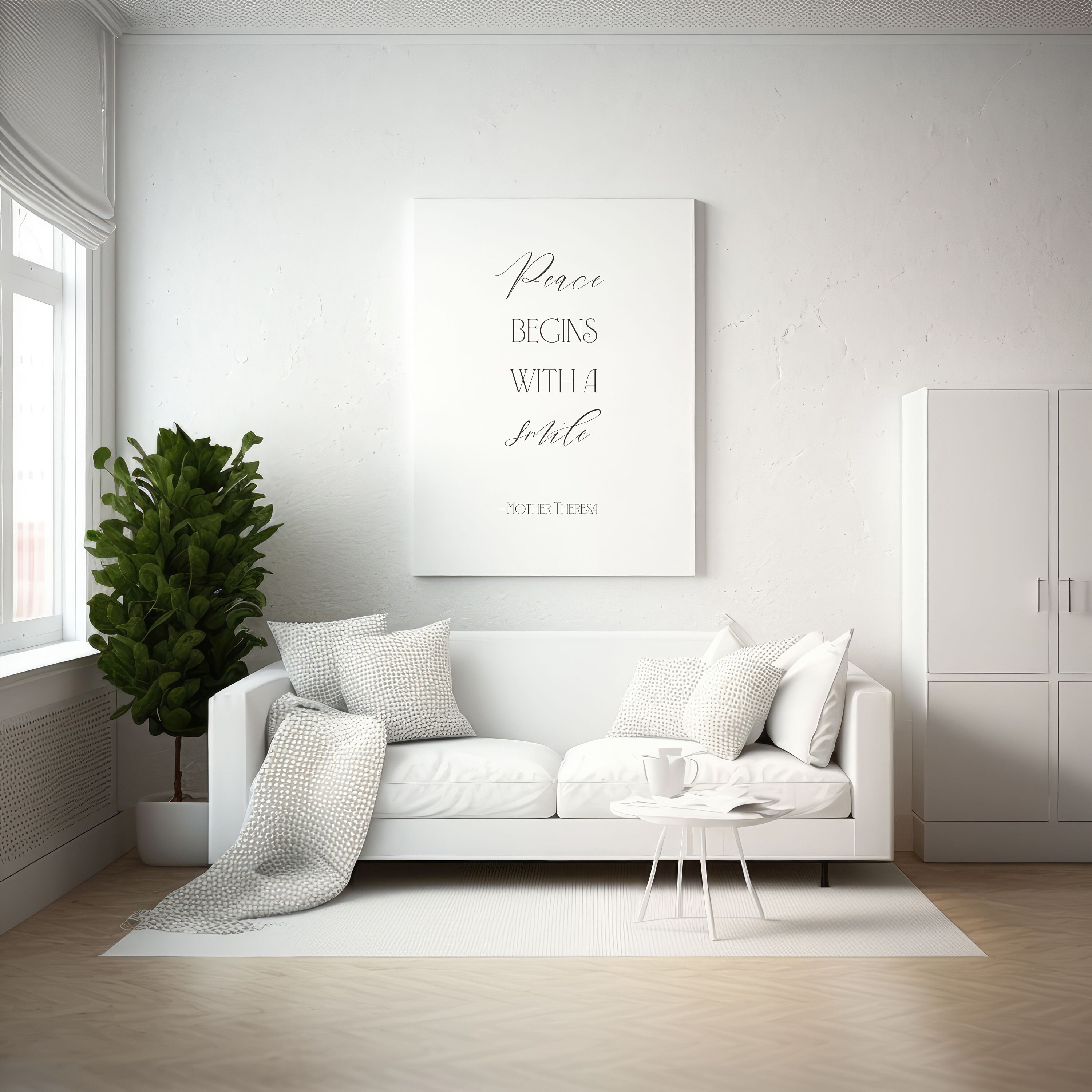 Mother Teresa PRINTABLE Quote Wall Decor Peace Begins With a - Etsy