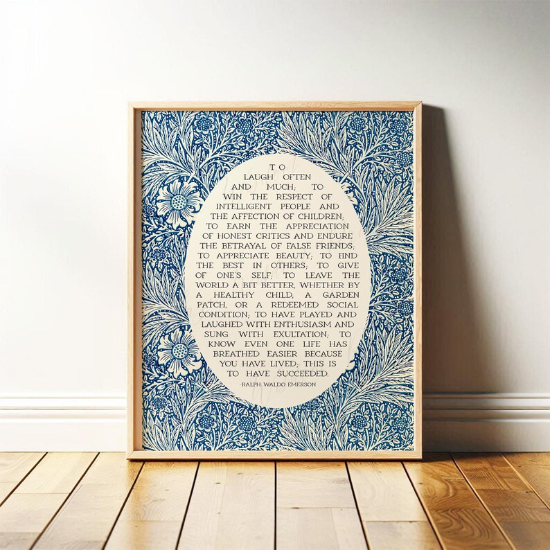 Success Quote, Ralph Waldo Emerson | Poetry Wall Art | Poem Print ...