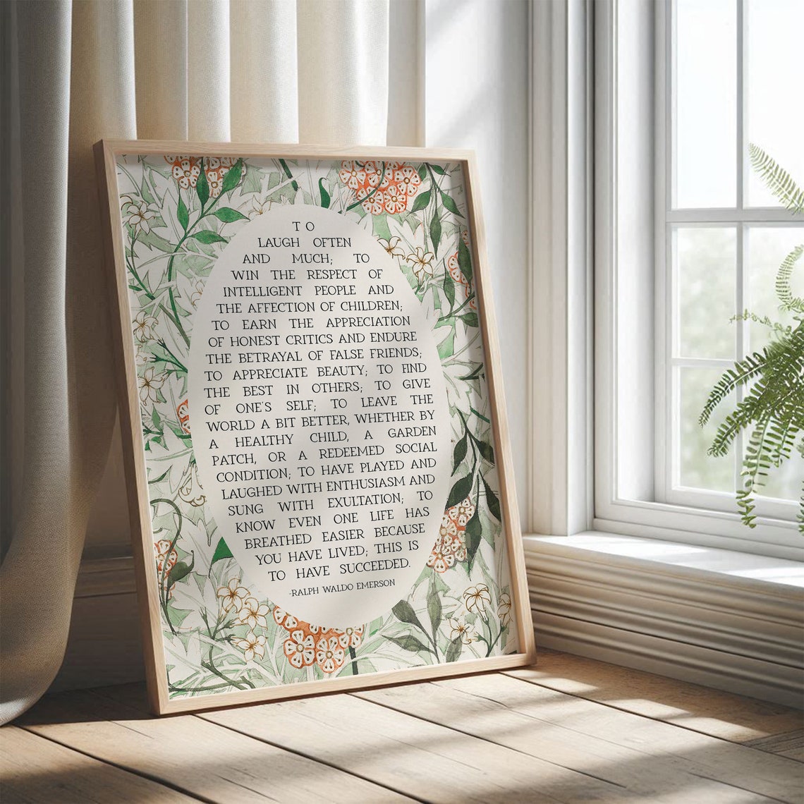 Success Quote, Ralph Waldo Emerson | Poetry Wall Art | Poem Print ...