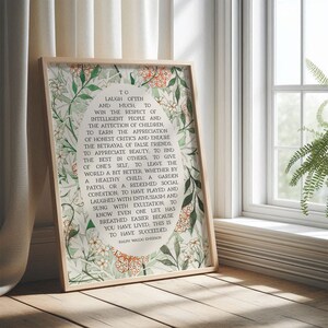 Ralph Waldo Emerson Success Quote | Poetry Wall Art | Poem Print, Library or Classroom Decor | Digital Download