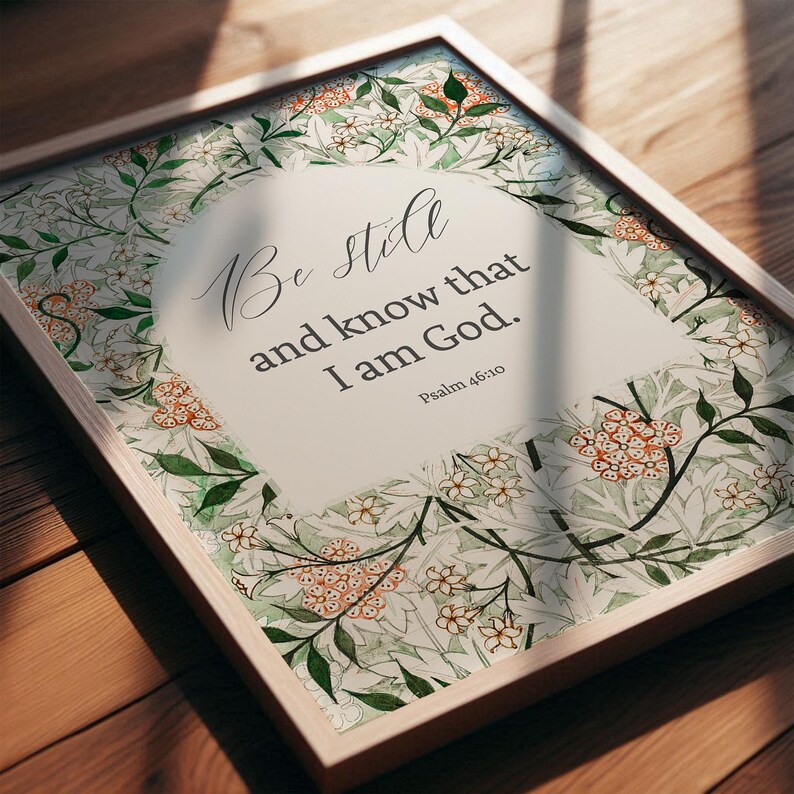 Be Still, Psalm 4610 Christian Wall Art With Vintage Floral William