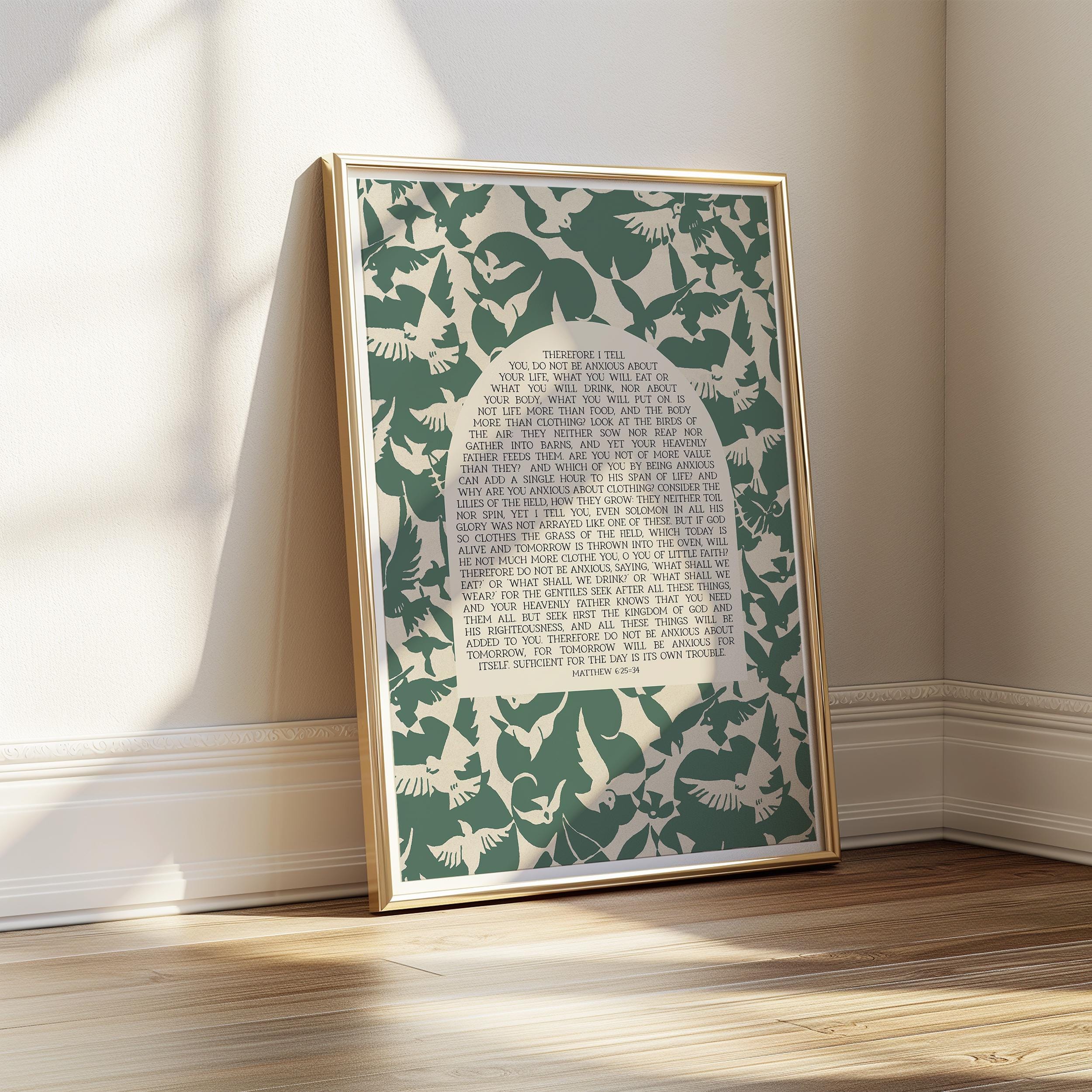 Matthew 6:25-34 ESV Printable | Scripture, Bible Verse Wall Art ...
