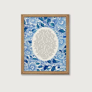 Ralph Waldo Emerson | Write it On Your Heart | Blue Green Vintage Floral Wall Art Print for Entryway, Kitchen, Digital Download, Printable