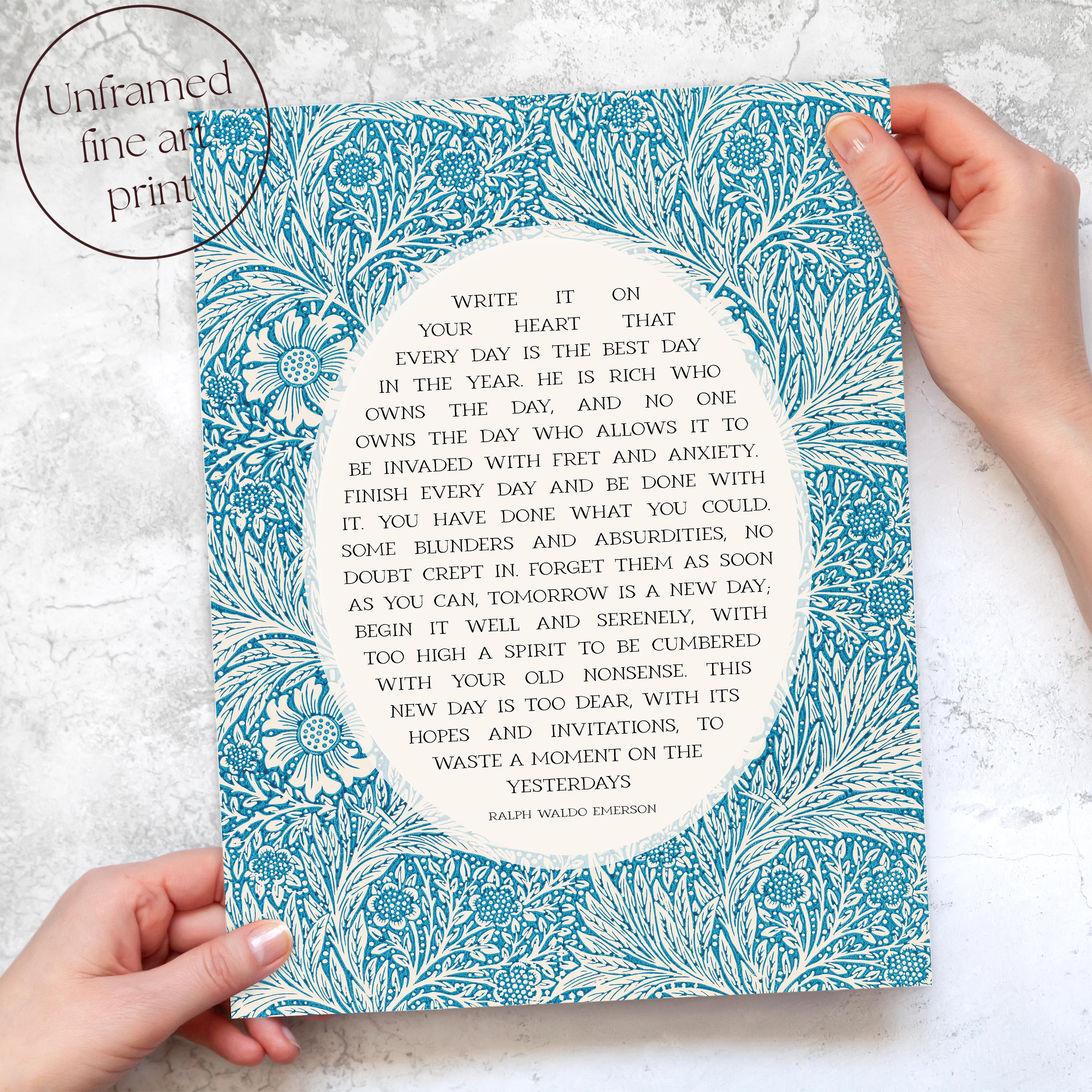 Ralph Waldo Emerson Poem Print | Boho Kitchen Wall Art for Poetry Lover ...