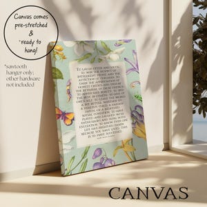 Ralph Waldo Emerson "Success" Poem Print: Vintage Floral Art | Framed Print or Canvas