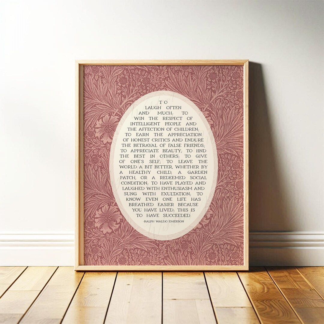 Ralph Waldo Emerson Success Poem Print | Boho Kitchen Wall Art for ...