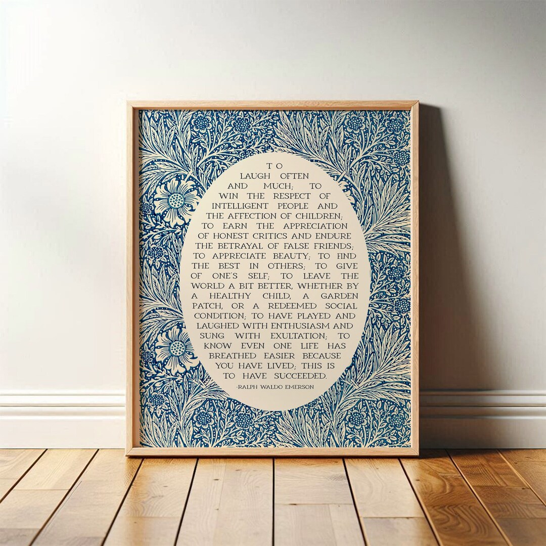 Success Quote, Ralph Waldo Emerson | Poetry Wall Art | Poem Print ...