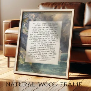 Ralph Waldo Emerson Poem: "Success" | Subtle Watercolor Vintage Poetry Wall Art | Framed Print or Canvas