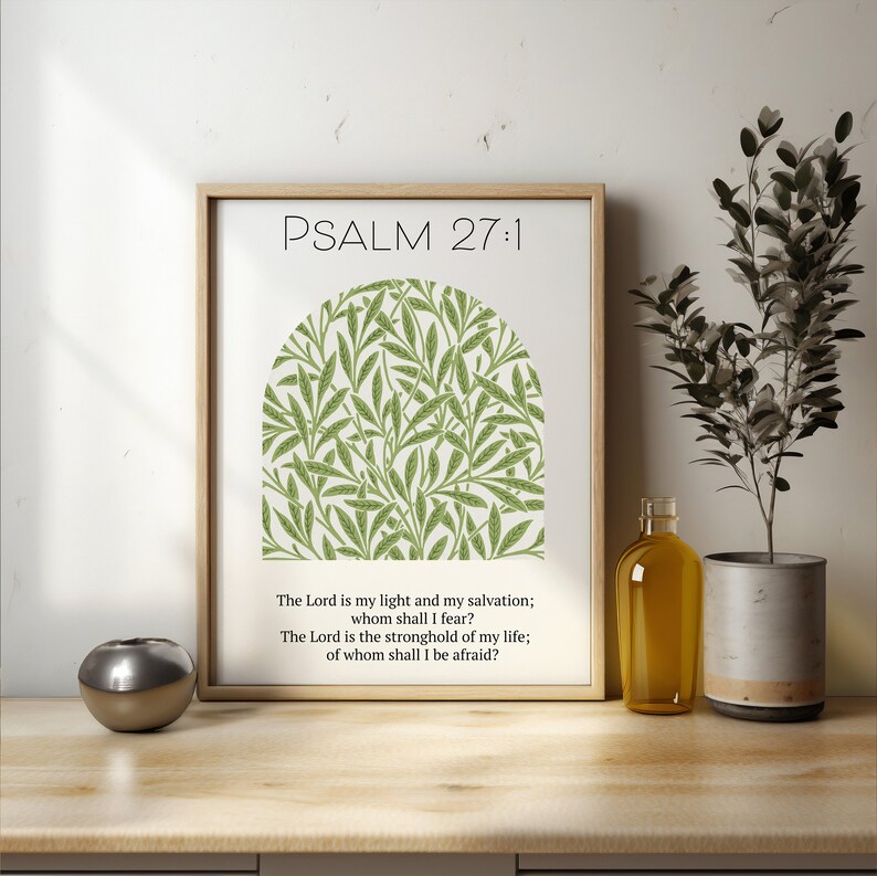 Psalm 27 Printable Bible Verse Wall Art William Morris Bible Verse ...