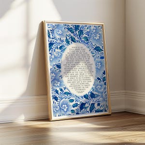 Ralph Waldo Emerson | Write it On Your Heart | Blue Green Vintage Floral Wall Art Print for Entryway, Kitchen, Digital Download, Printable