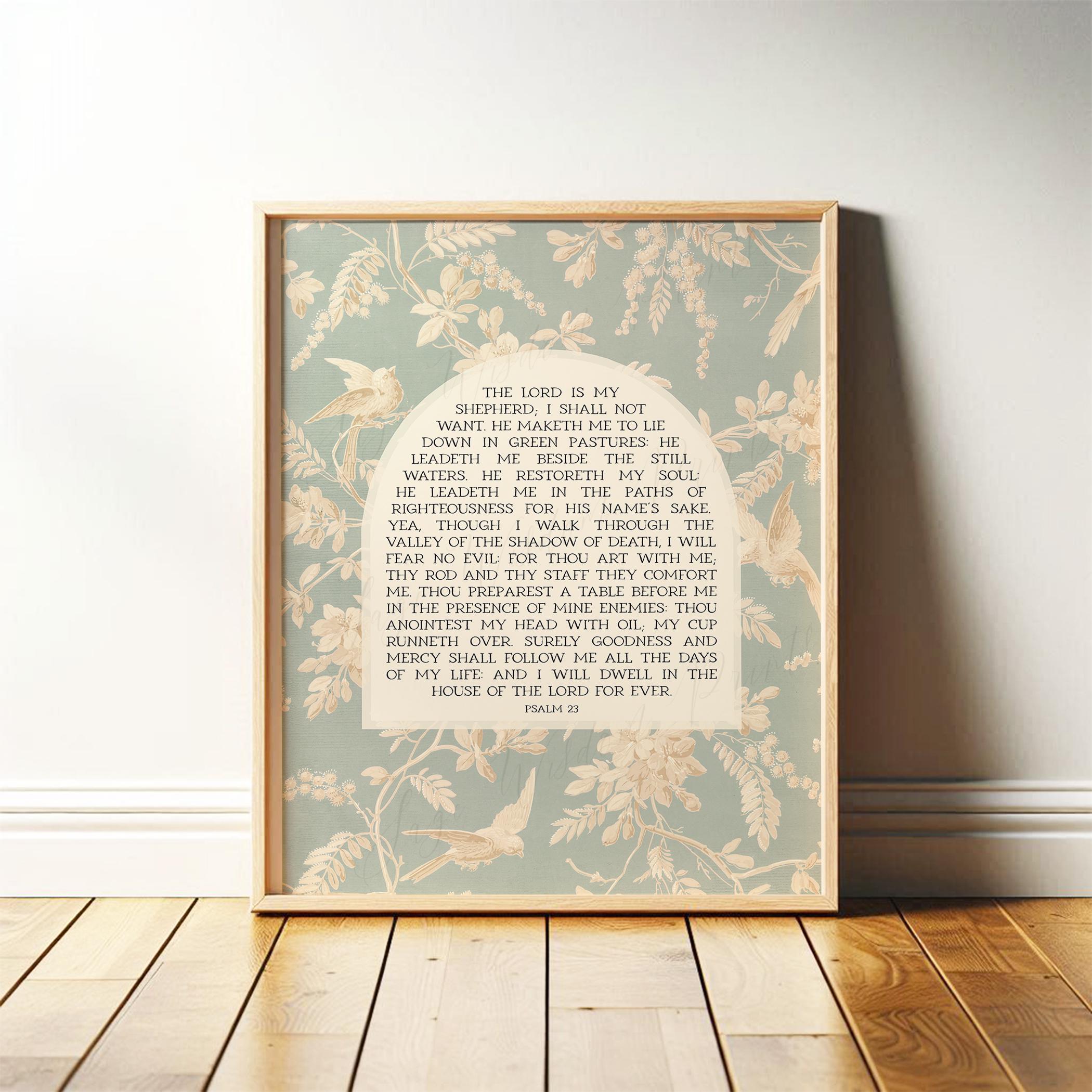 Psalm 23 KJV Print: Vintage Christian Scripture Art