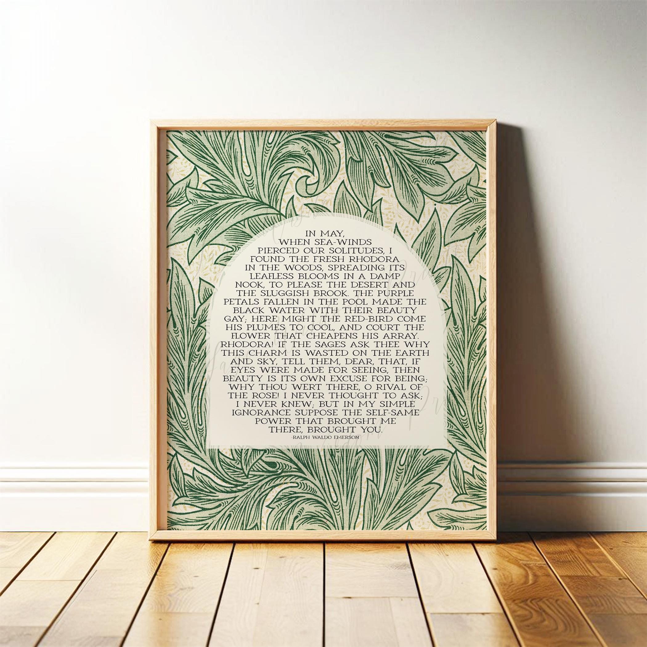 Rhodora Poem by Ralph Waldo Emerson | Poetry Wall Art | Green Floral ...