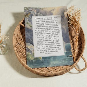 Ralph Waldo Emerson Poem: "Success" | Subtle Watercolor Vintage Poetry Wall Art | Framed Print or Canvas