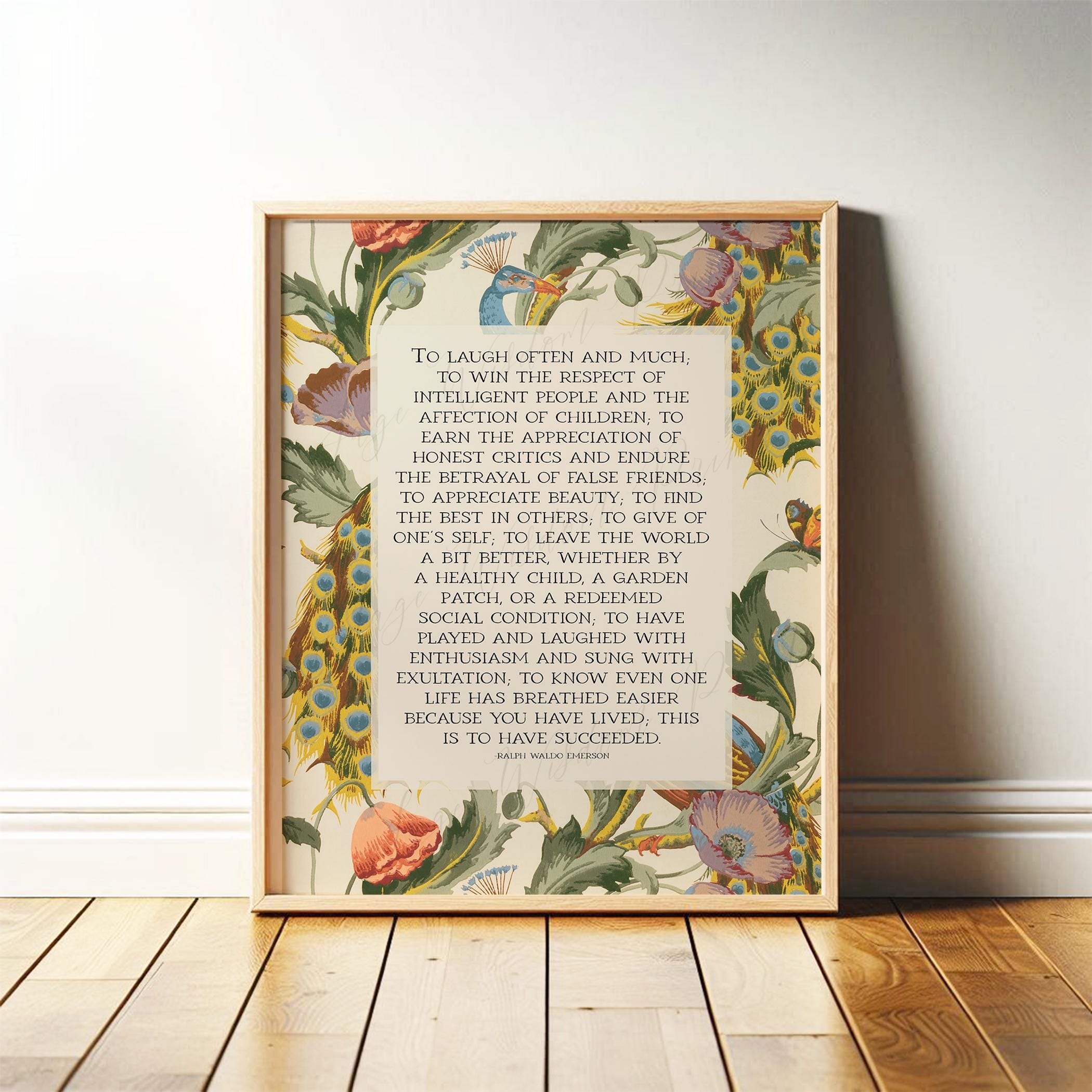 Success Quote, Ralph Waldo Emerson | Poetry Wall Art | Inspirational ...