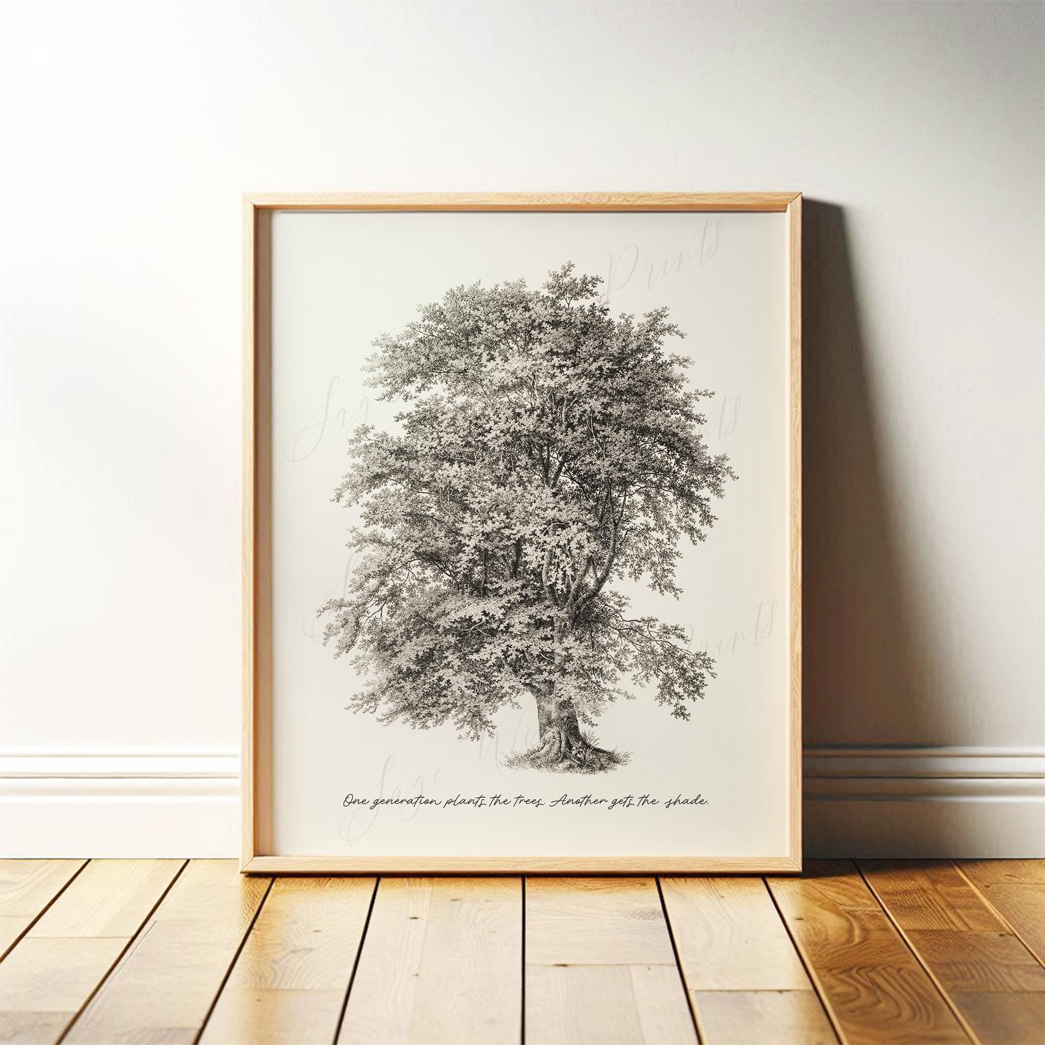 Vintage Tree Art Print: Chinese Proverb, Nature Lover Gift
