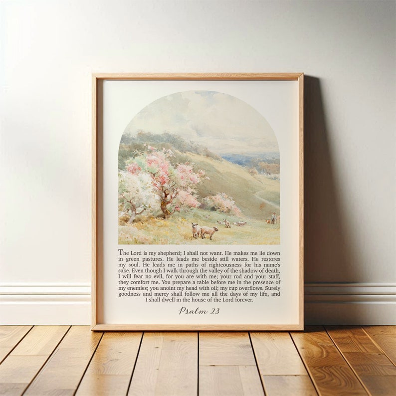 Psalm 23 Print | The Lord is My Shepherd | Modern Christian Wall Art, Bible Verse, Scripture Decor | Digital Download