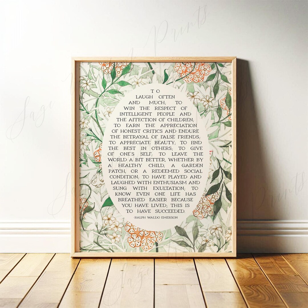 Success Quote, Ralph Waldo Emerson | Poetry Wall Art | Poem Print ...