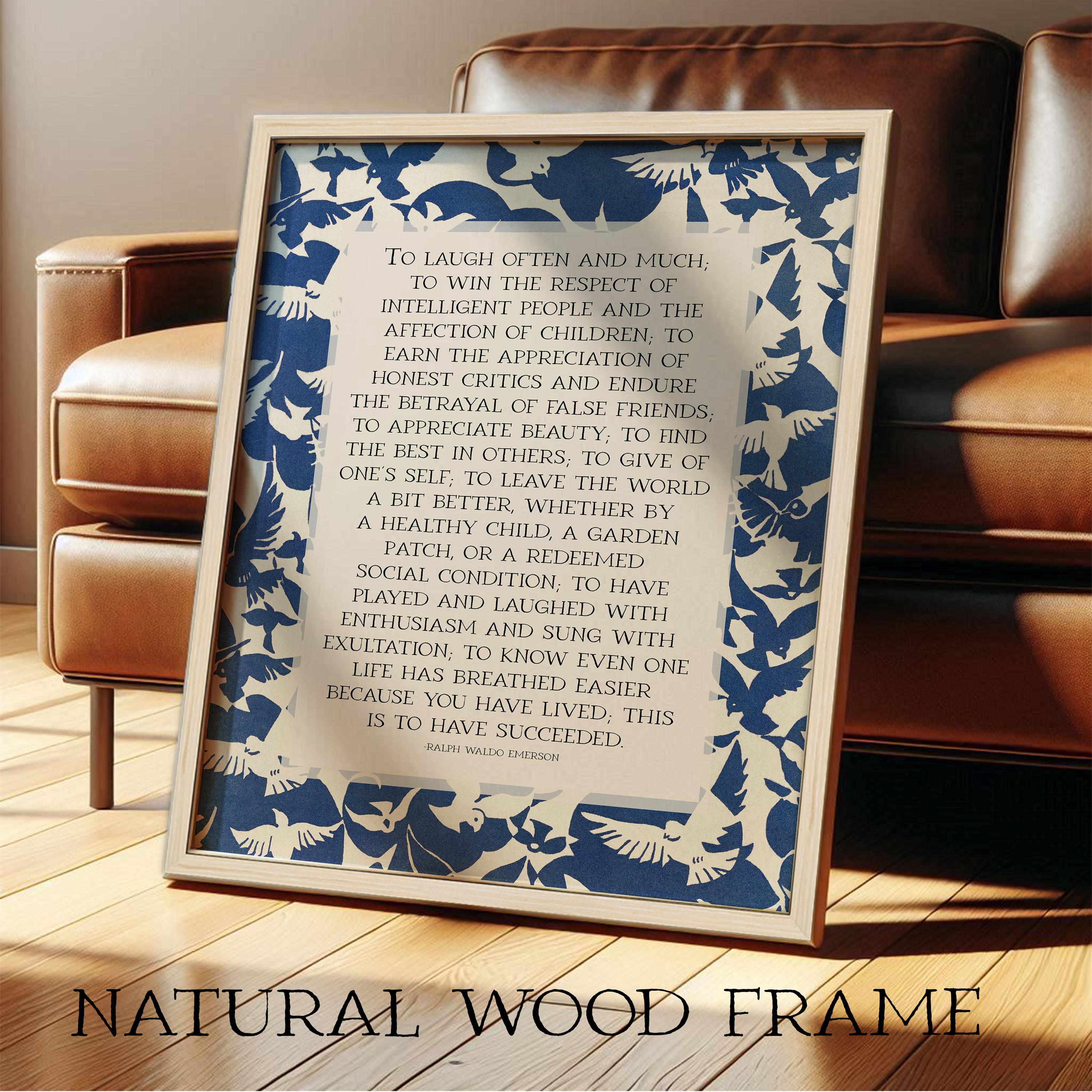 Success, Ralph Waldo Emerson Poetry Wall Art | Inspirational Poem Print ...
