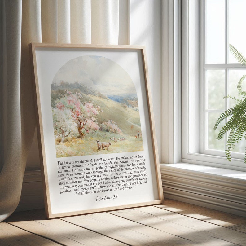 Psalm 23 Print | The Lord is My Shepherd | Modern Christian Wall Art, Bible Verse, Scripture Decor | Digital Download