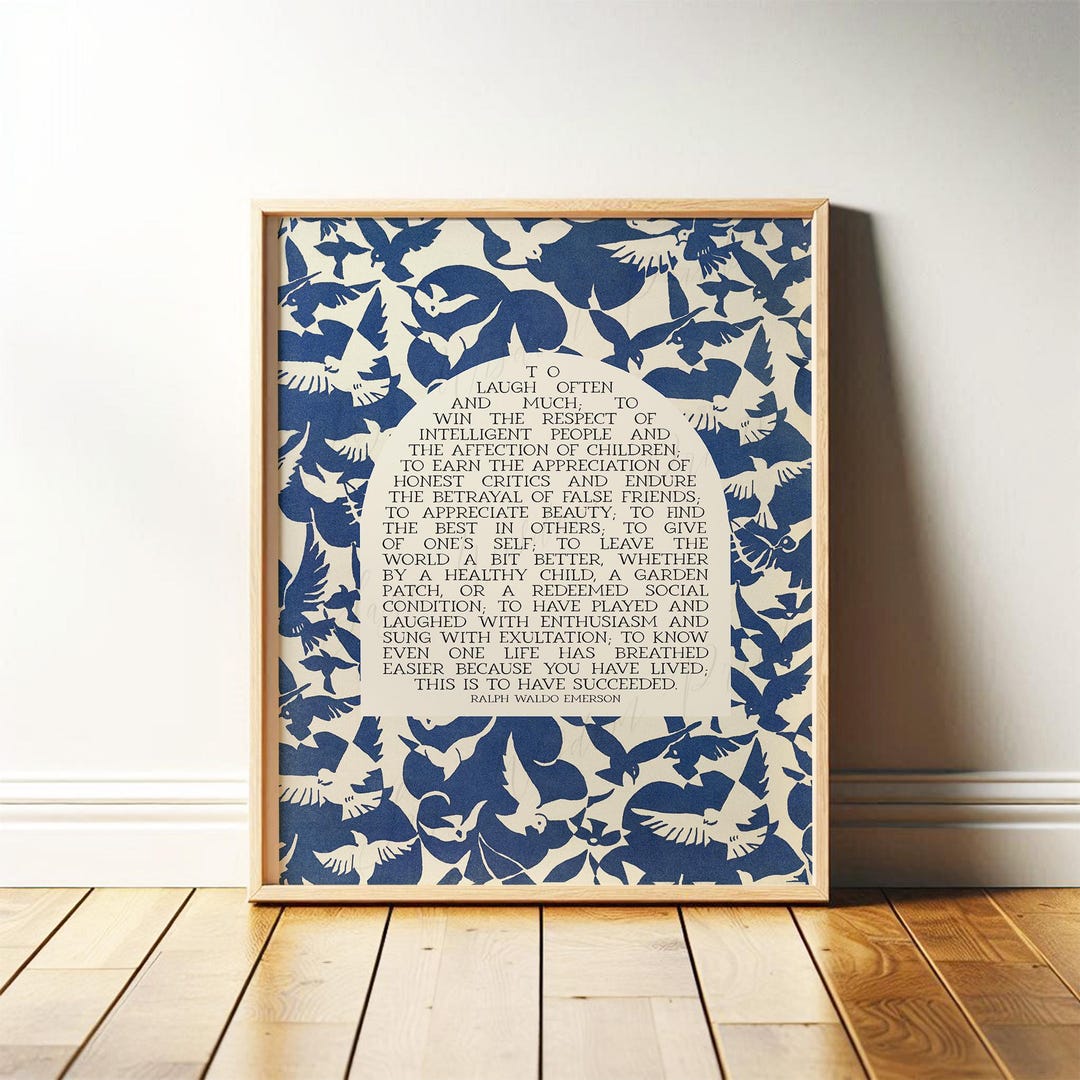 Success Quote, Ralph Waldo Emerson | Poetry Wall Art | Poem Print ...