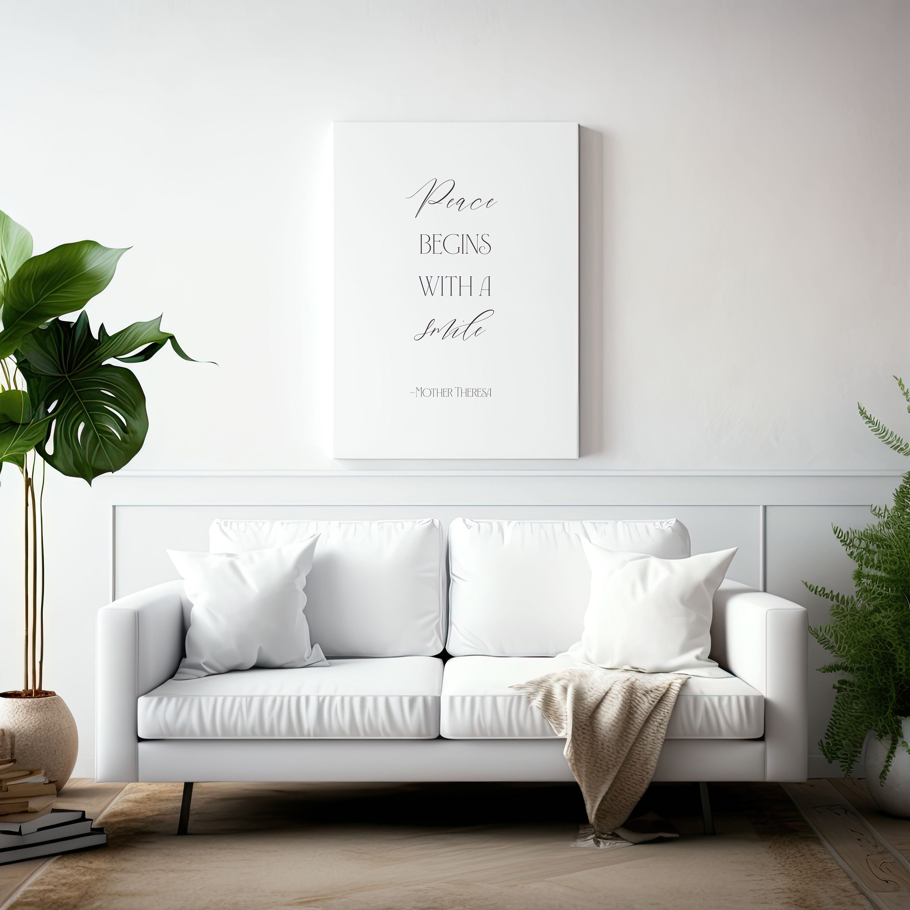 Mother Teresa PRINTABLE Quote Wall Decor Peace Begins With a - Etsy
