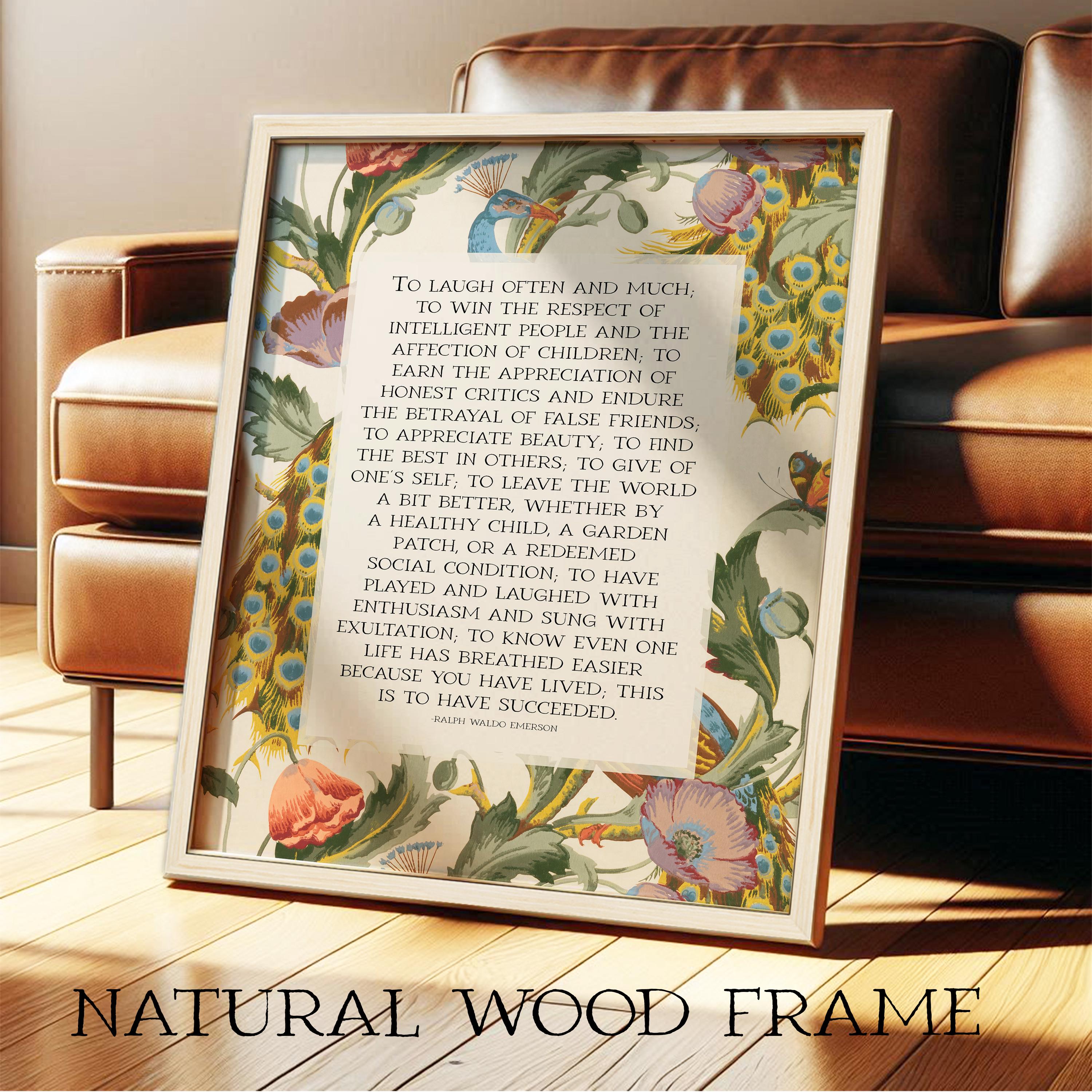 Success Quote, Ralph Waldo Emerson | Poetry Wall Art | Inspirational ...