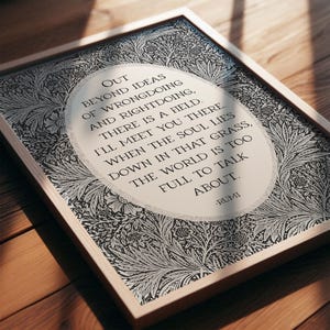 Rumi Quote | There is a Field, Mental Health Wall Art Poster | Healing Journey, Self Care Office Decor with Vintage Art, Digital Download