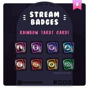 Witchy Twitch Badges: Regenbogen Tarot Karten | Sub/Bit Paket (Digitaler Download)