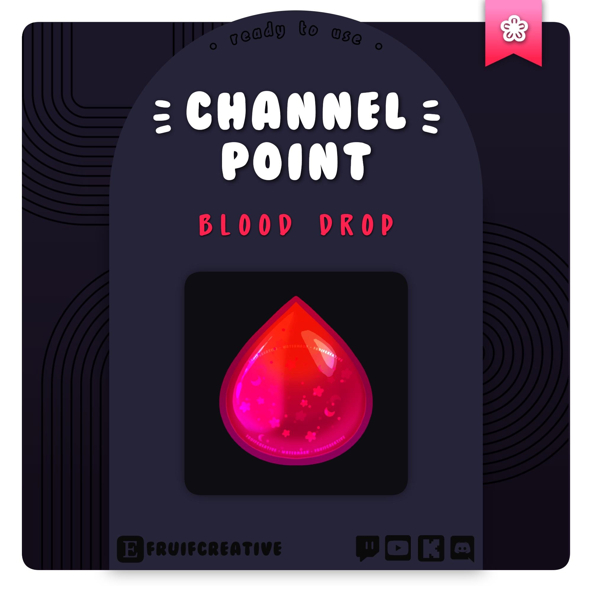 Twitch Channel Point | Red Blood Droplet | Stream Decoration | Emote | Discord | Witchy | Vampire | Gothic | Creepy | Magic Badge | P2U