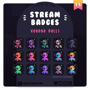 Upiorne odznaki Twitch: Lalki Voodoo – zestaw 1 | Uroczy zestaw Sub/Bit (do pobrania w wersji cyfrowej)