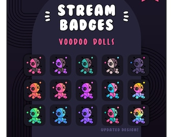 Spooky Twitch Badges: Voodoo Dolls - Pack 1 | Cute Sub/Bit Set (Digital Download)