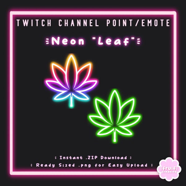 Twitch Channel Point | Neon Weed Leaf | Adult | RGB Glow | 420 | Cool | Discord Roles | Instant Upload | Stream Emote | P2U