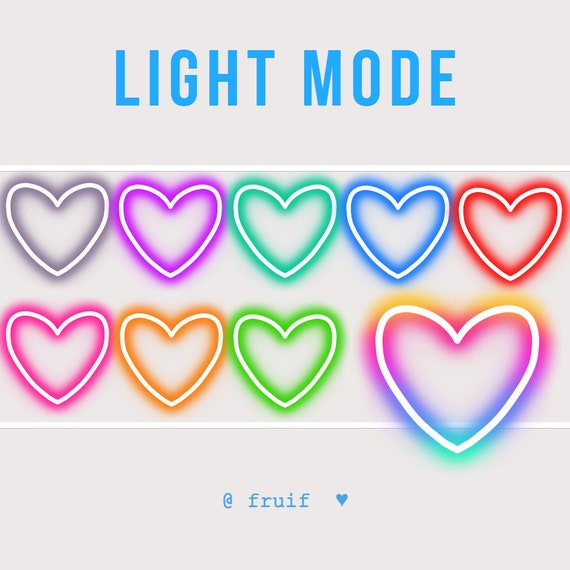 9 Sub/Bit Twitch Badges Kawaii Glow Neon Love Hearts Instant download Cute Streamer Badge