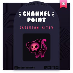Twitch Channel Point | Pink Skeleton Kitty | Instant download | Streamer Emote | Cute | Spooky | Witchy | Neon | Discord | Phantom Cat | P2U