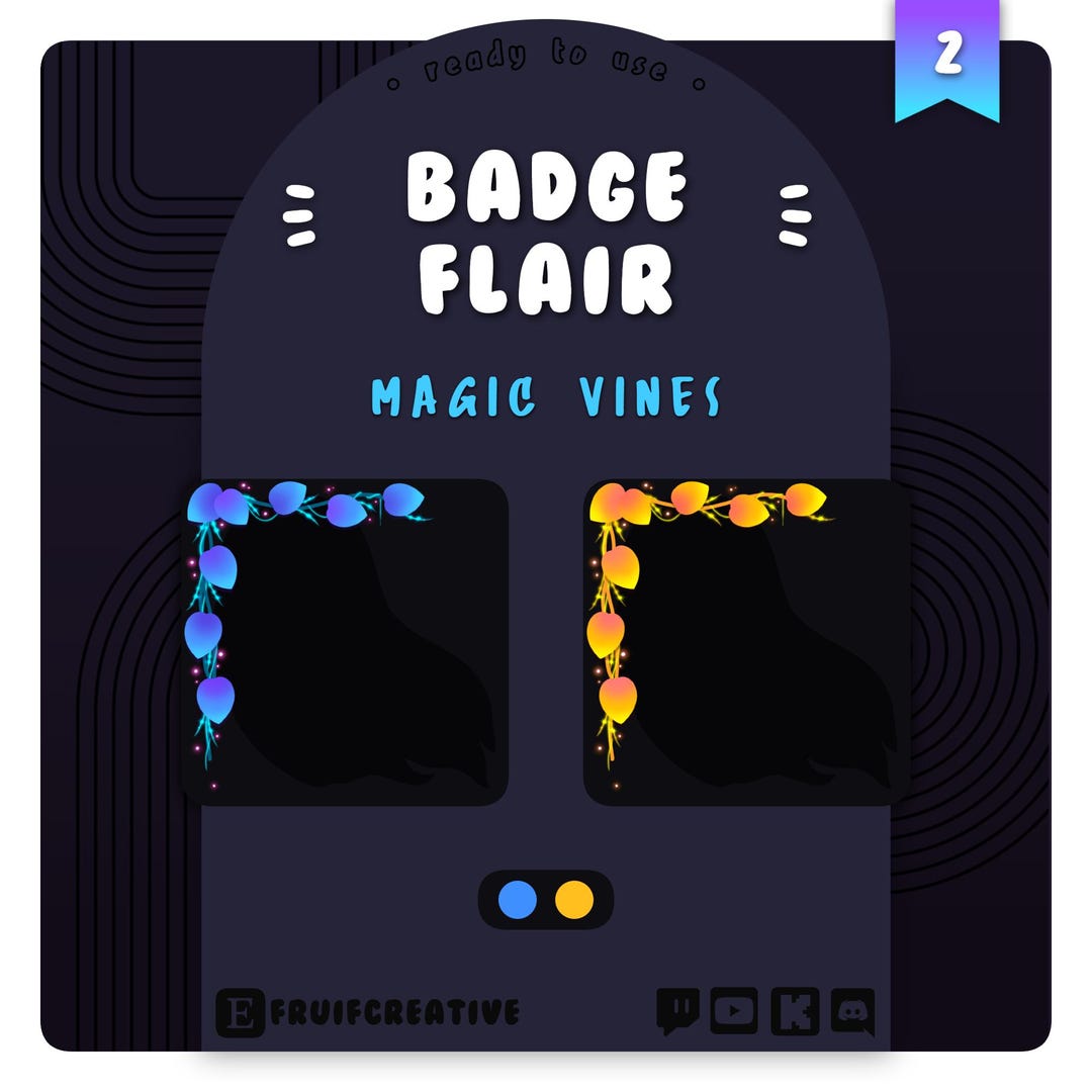 Twitch Sub Badge Flair | Magic Vines | Blue + Gold Included | Loyalty ...