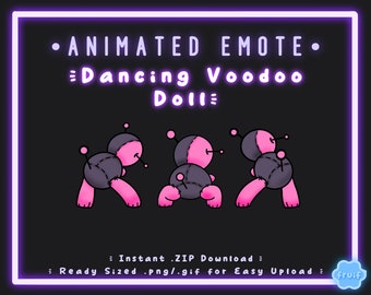 Cute Dancing Voodoo Doll | Animated Emote | Pink | Happy Butt Dance GIF | Twitch Emote | Discord Emote | Kawaii Emote | Spooky | Witchy