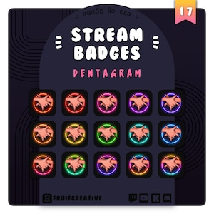 17 badges Twitch Sub/Bit | Symboles pentagrammes | Esthétique sorcière | Satanique | Gothique | Effrayant | Démon | Ambiance effrayante | Icônes de flux vampire