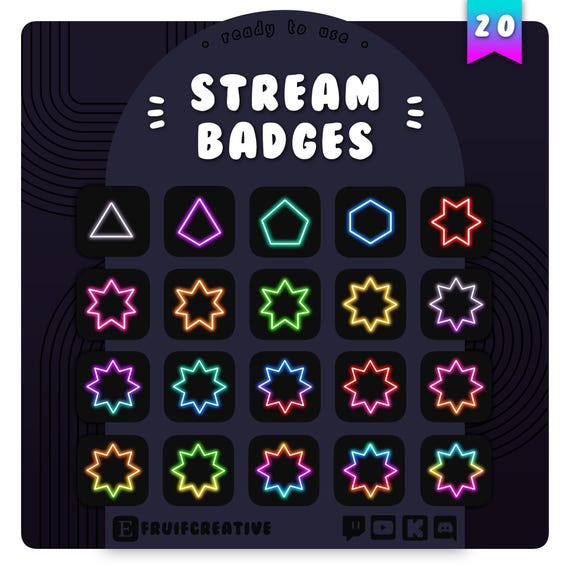 Neon Twitch Bit Badges: Rainbow Cheer Set (Digital Download)