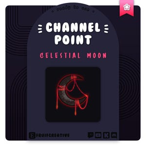 Twitch Channel Point | Dark Celestial Moon - Red | Stream Decoration | Emote | Discord | Witchy | Cute Magic Badge | Goth | Galaxy | P2U