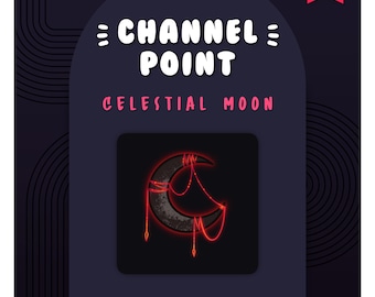 Twitch Channel Point | Dark Celestial Moon - Red | Stream Decoration | Emote | Discord | Witchy | Cute Magic Badge | Goth | Galaxy | P2U