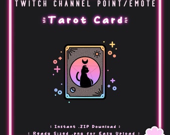 Twitch Channel Point | Black Cat Tarot Card | Instant download | Cute | Rainbow | Witchy | Edgy | Goth | Spooky | Discord | Streamer Emote