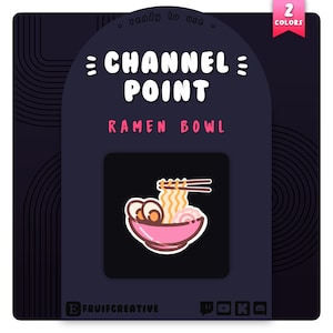 Twitch Channel Point | Cute Ramen Bowl | Instant Upload | Pink + Yellow | Emote | Discord | Food Badge | Noodles | Sticker Style | P2U