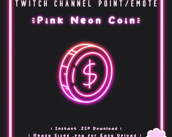 Twitch Channel Point | Neon Coin - Pink | Stream Decoration | Emote | Dollar | Money Icon | RGB Glow | Currency | Streamer Badge | P2U