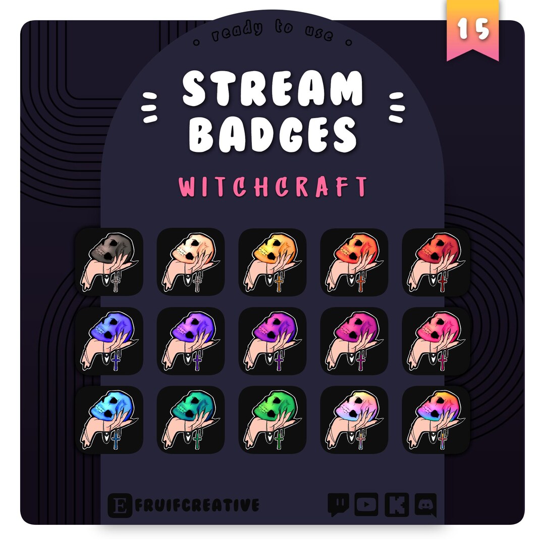 15 Sub/bit Twitch Badges | Skeleton Witchcraft | Witchy Aesthetic ...