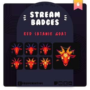 6 Twitch Sub Badges | Red Satanic Goat | Spooky Aesthetic | Neon Goth | Pentagram | Witchy | Dark | Discord | Channel Point | Streamer Icon
