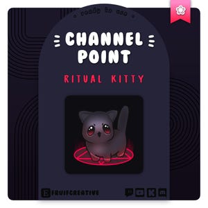 Twitch Channel Point | Chibi Ritual Kitty | Stream Decoration | Emote | Discord | Witchy | Spooky | Gothic | Satanic | Magic Badge | P2U