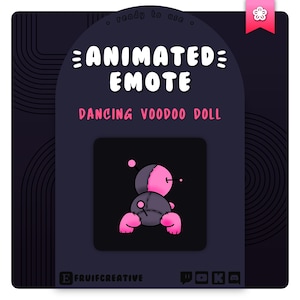 Cute Dancing Voodoo Doll | Animated Emote | Pink | Happy Butt Dance GIF | Twitch Emote | Discord Emote | Kawaii Emote | Spooky | Witchy