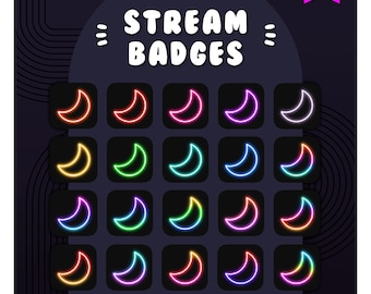 Neon Moon Twitch Badges: Rainbow Sub/Bit Set (Digital Download)