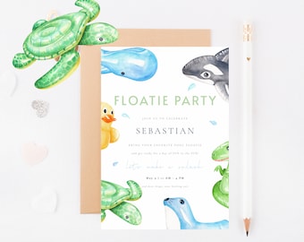 EDITABLE Boy Floatie Pool Party Invitación / Fiesta de cumpleaños de la piscina de verano para niños / Cumpleaños de verano / Invitación de verano Descarga instantánea Templett