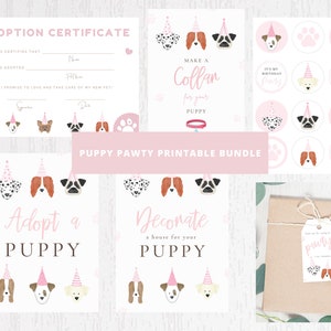 PINK Puppy Pawty Printable Bundle Set (NO INVITE)